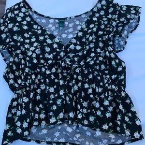 Wild Fable Black Flower Blouse Size XL